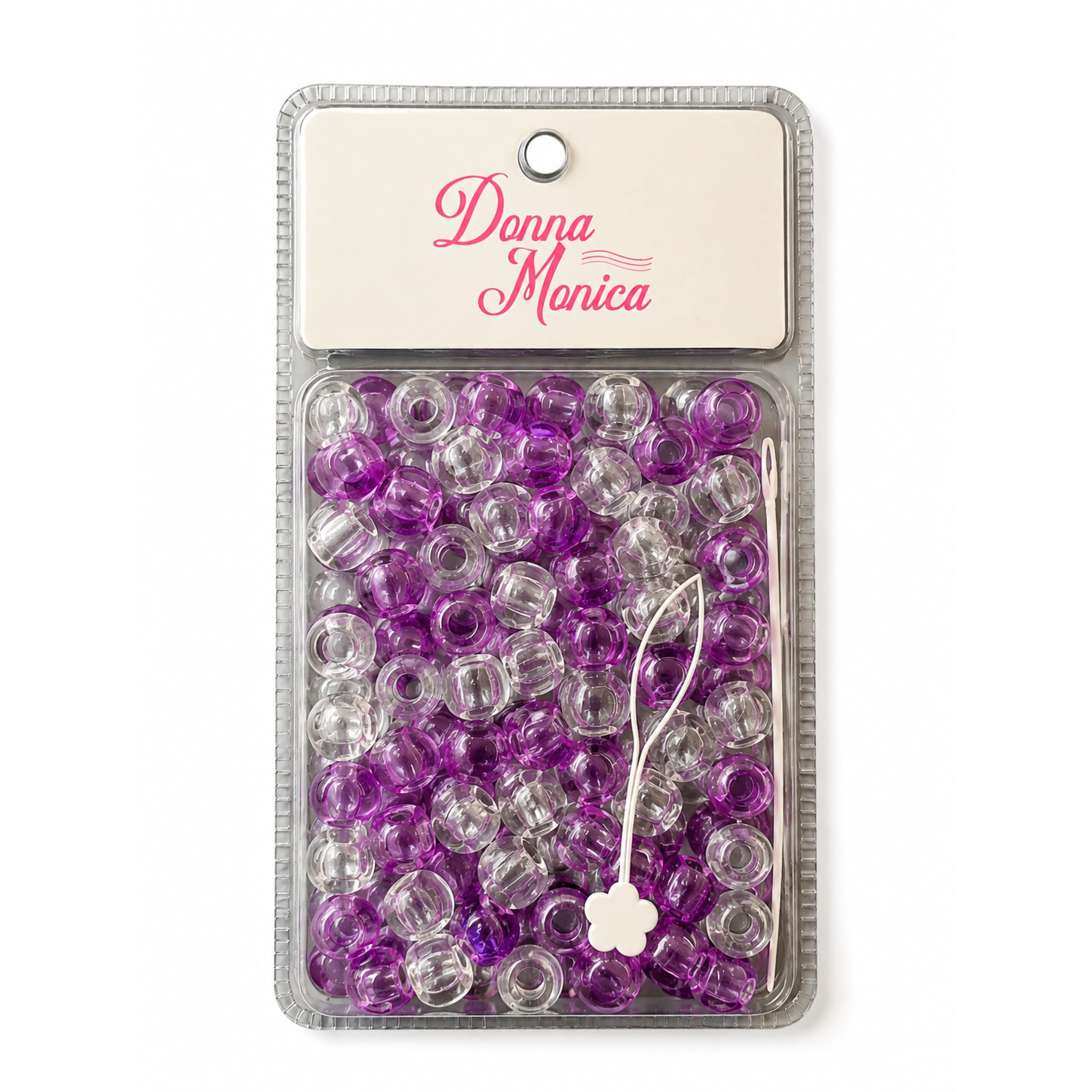 D.M Missanga Grande Roxo/Clear e Transparente - G3009