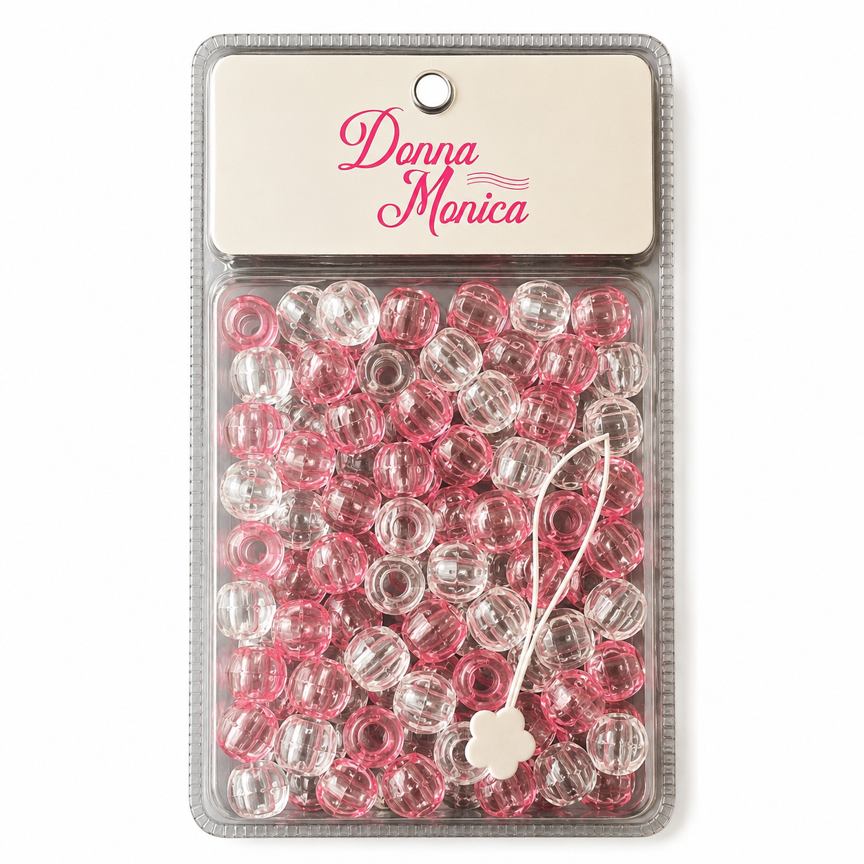 D.M Missanga Grande Rosa/Clear e Transparente- G3011