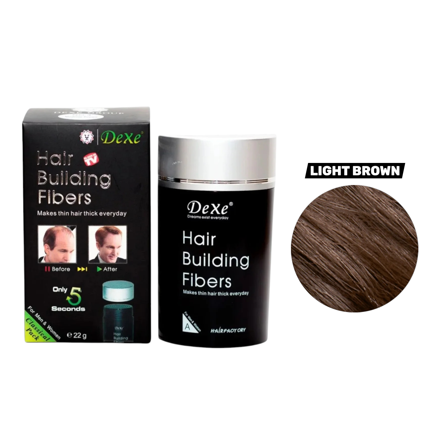 Dexe Hair Building Fiber Light Brown 22G