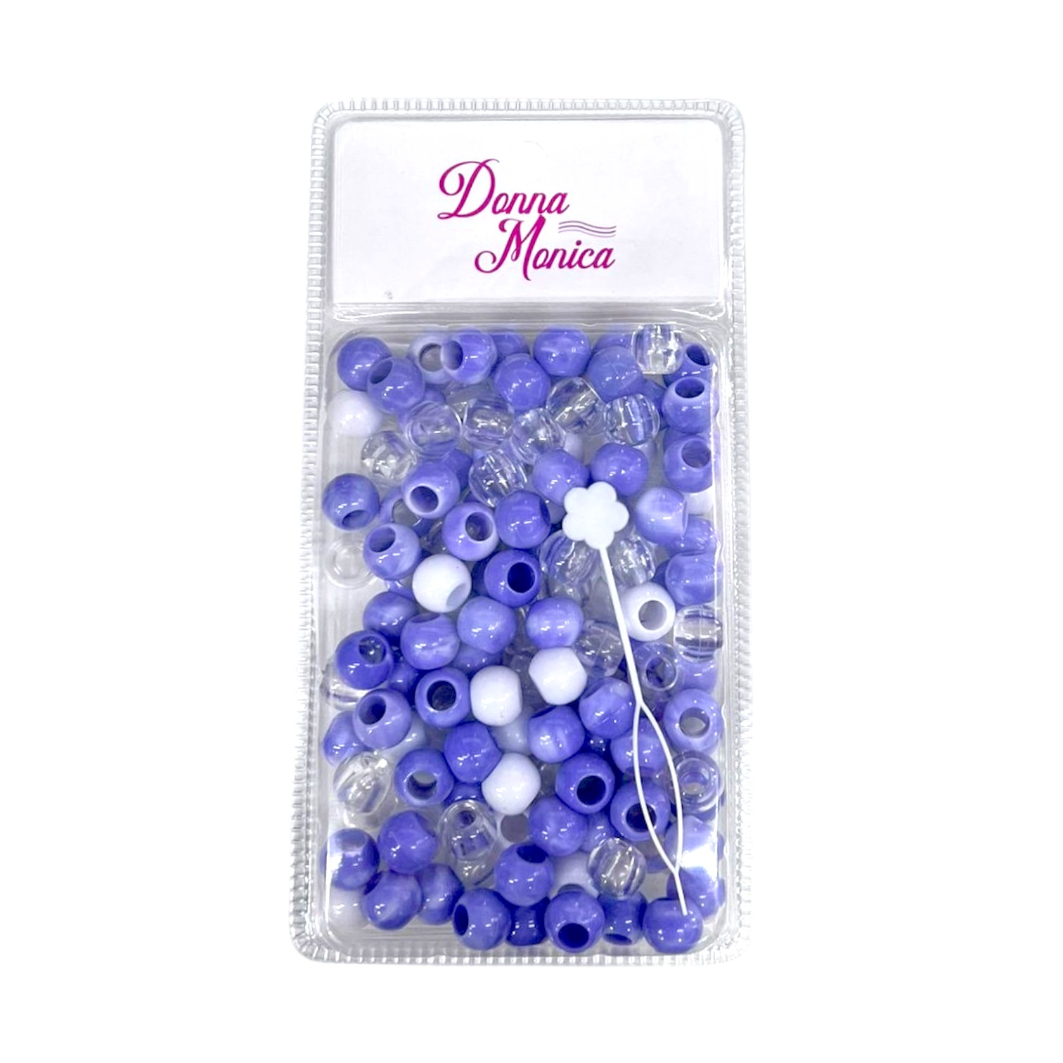 D.M Missangas Grandes Roxo/Branco/Transparente