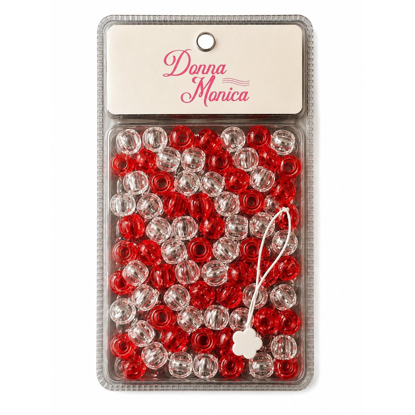 D.M Missanga Grande Vermelho/Clear e Transparente - G3010